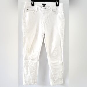 Eileen Fisher Organic Cotton Denim Slim Jean Jeans White Sz 10 USA Made Imported